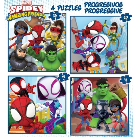 Puzzles Progréssifs Spidey & His Amazing Friends 12+16+20+25
