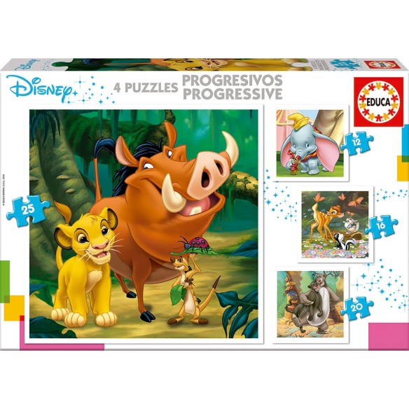 Puzzles progressifs Disney Animaux 12 + 16 + 20 + 25