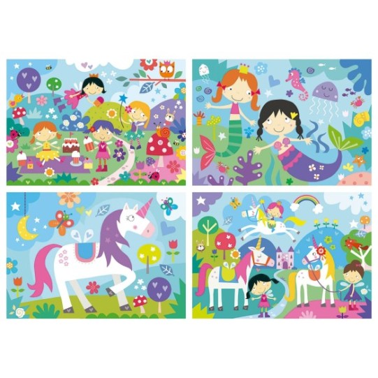    4 in a Box Puzzles. Mundo de Fantasía 20+40+60+80