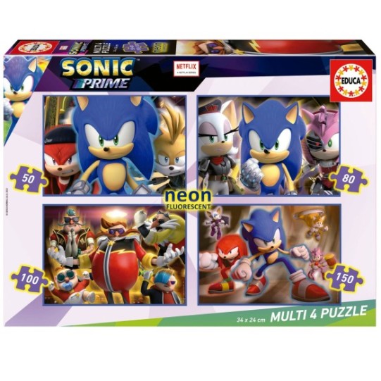 Multi 4 Puzzles Sonic Prime 50+80+100+150 "Neon"