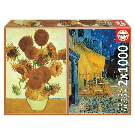 2x1000 Los girasoles + Terraza de café por la noche, Vincent Van Gogh
