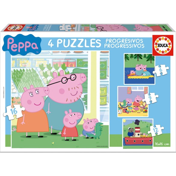Puzzles Progresivos Peppa Pig 6+9+12+16