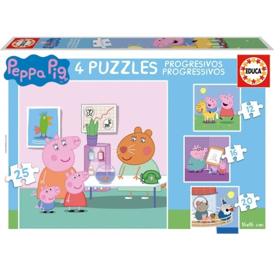 Puzzles Progresivos Peppa Pig 12+16+20+25