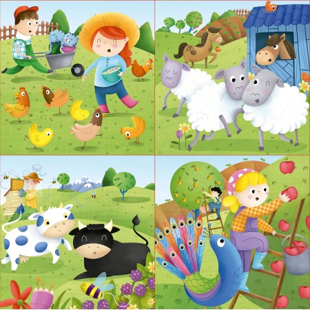 Puzzles Progresivos Animales de la granja 6+9+12+16 2