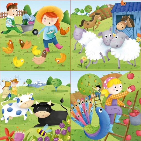 Puzzle Progressif Animaux de la ferme 6+9+12+16 pcs