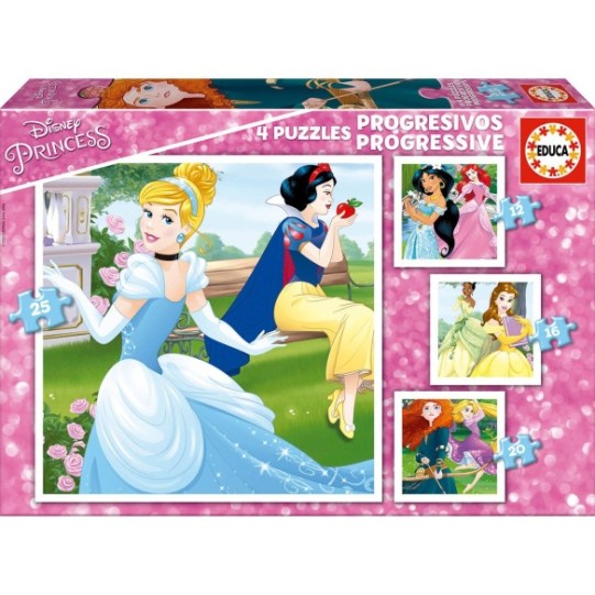 Puzzles Progresivos Princesas Disney 12+16+20+25