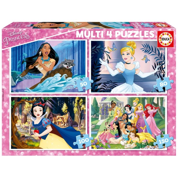 Multi 4 Puzzles Princesas Disney 50+80+100+150