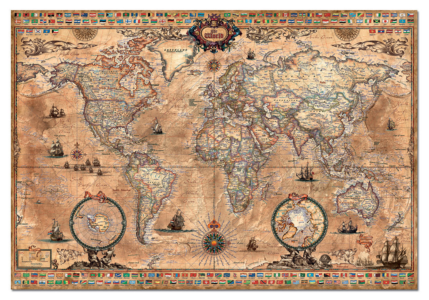 1000 Antique world map - Educa Borras