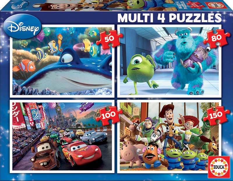 Disney Multi 4 Classics 50-80-100 Pieces Puzzle Multicolor