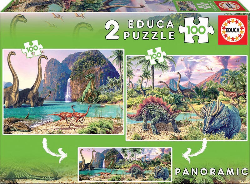 Puzzle 1000 pièces - Terre De Dinosaures - EDUCA - Animaux - Espagne -  Orange orange - Educa