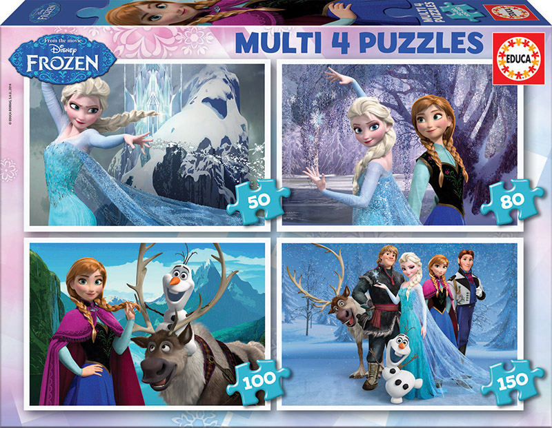 Couverture de PUZZLE 50, 80, 100, 150 PCS X4 LA REINE DES NEIGES