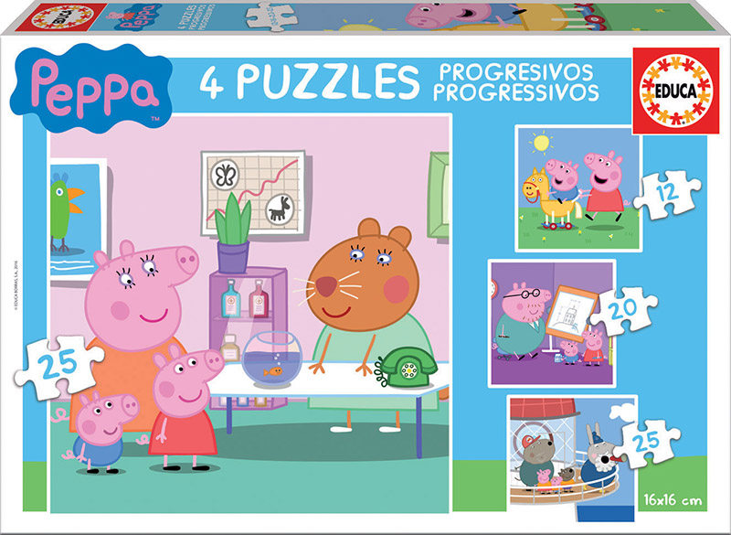 Puzzles progresivos Peppa Pig 12+16+20+25