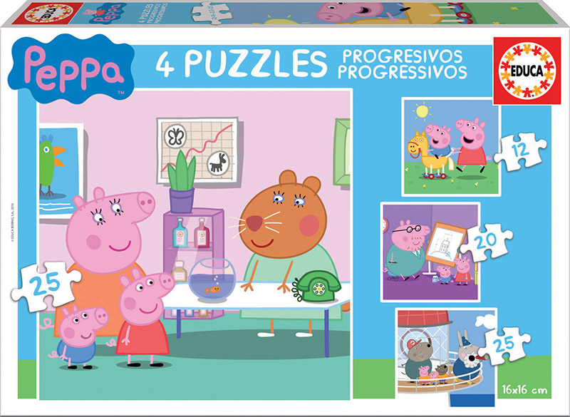 Puzzles Progressivos Peppa Pig 12+16+20+25