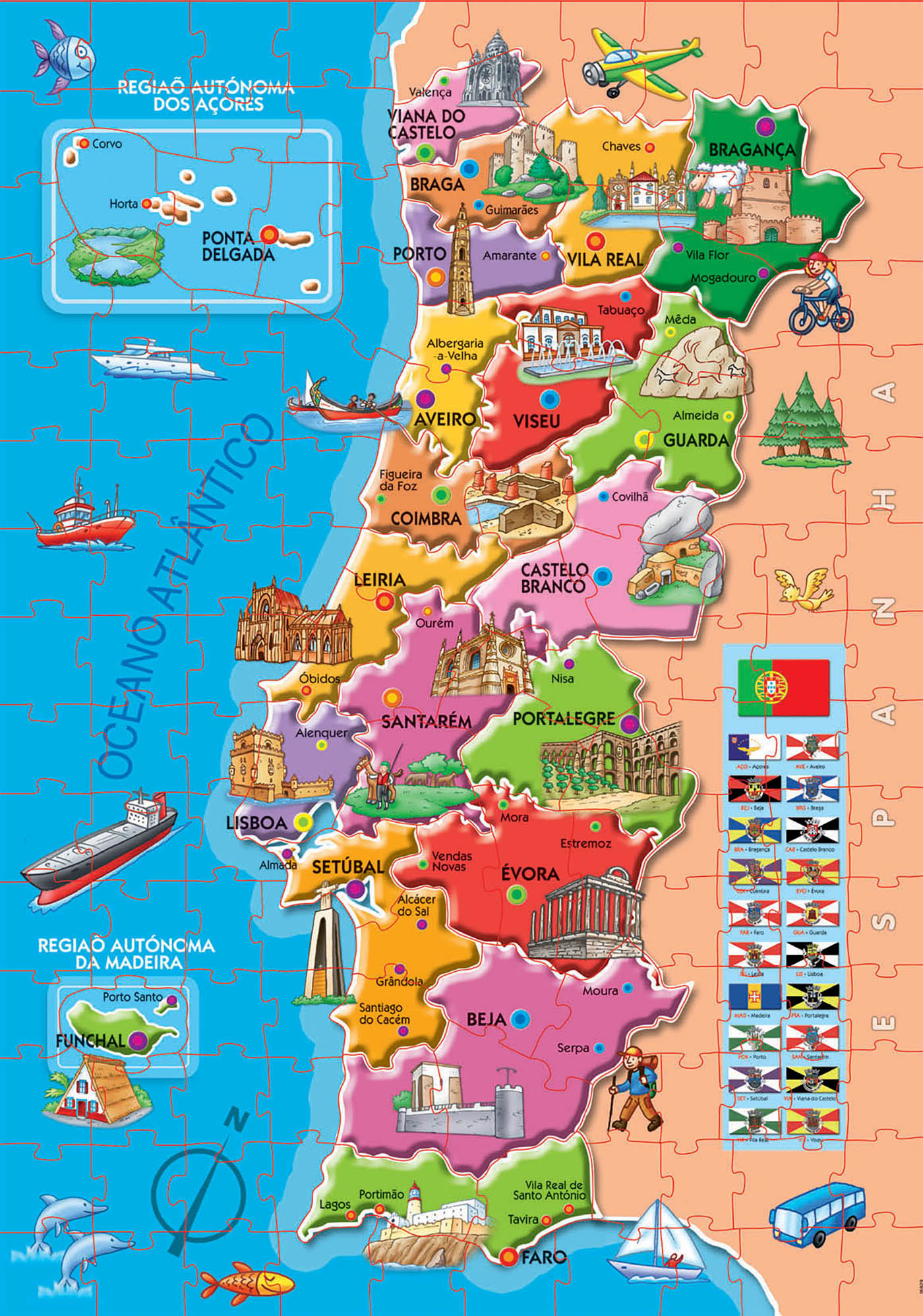 Mapa Distritos + Físico Portugal – 2X100 peças – On Play