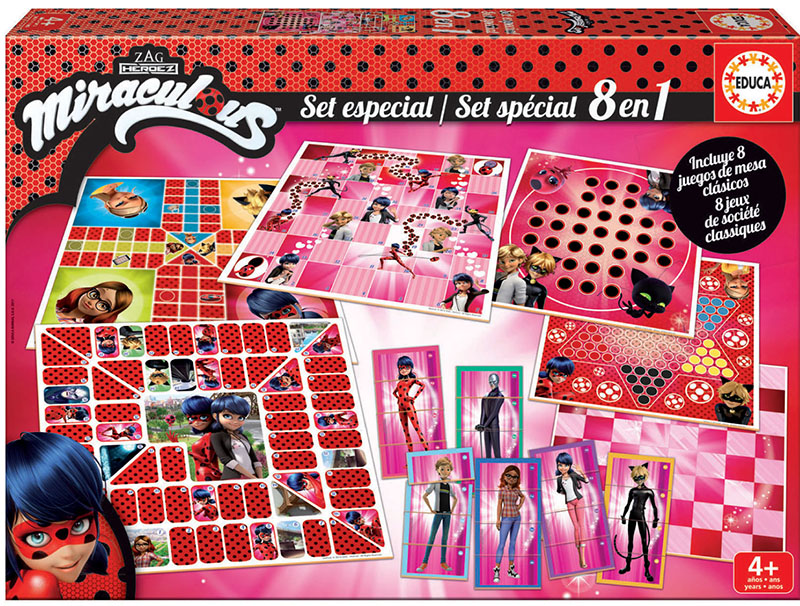 Set 8 em 1 Jogos Miraculous - As Aventuras de Ladybug - Educa Borras