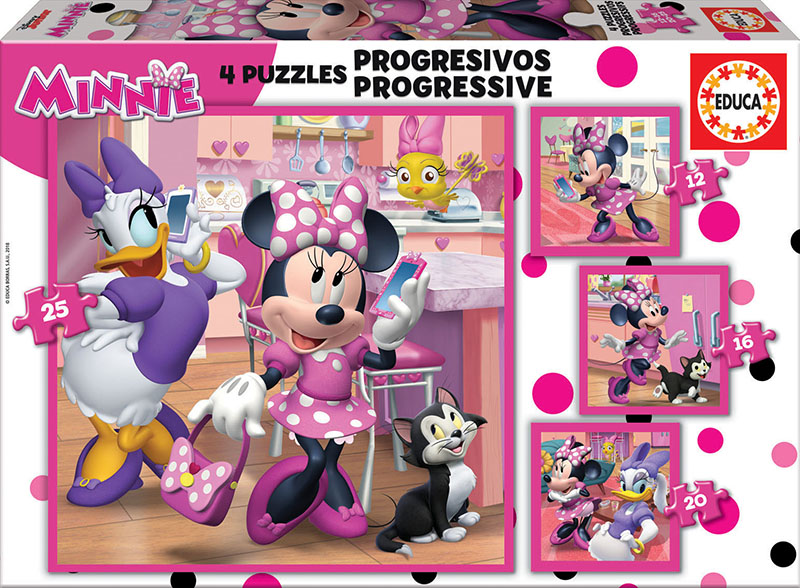 Puzzles Progresivos Minnie Ayudantes Felices 12+16+20+25