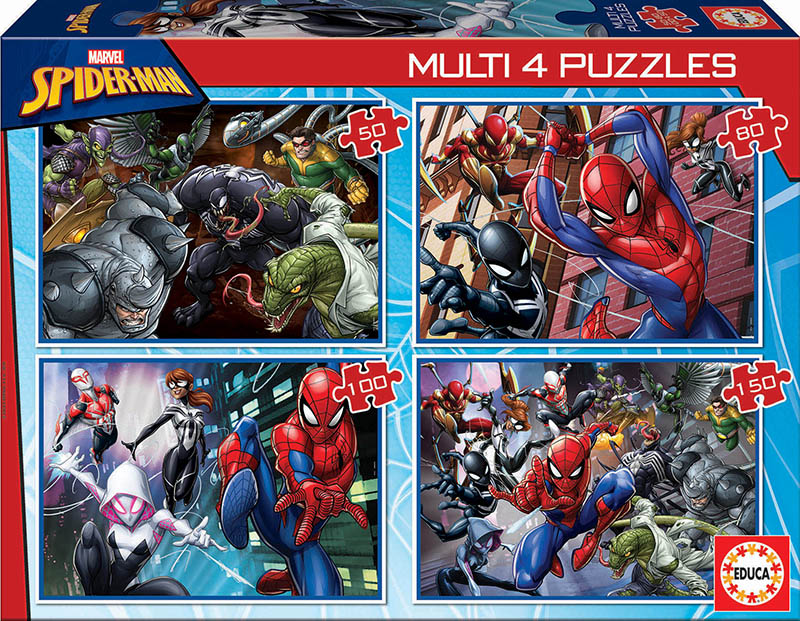 Multi 4 Puzzles 50-80-100-150 Ultimate Spider-Man