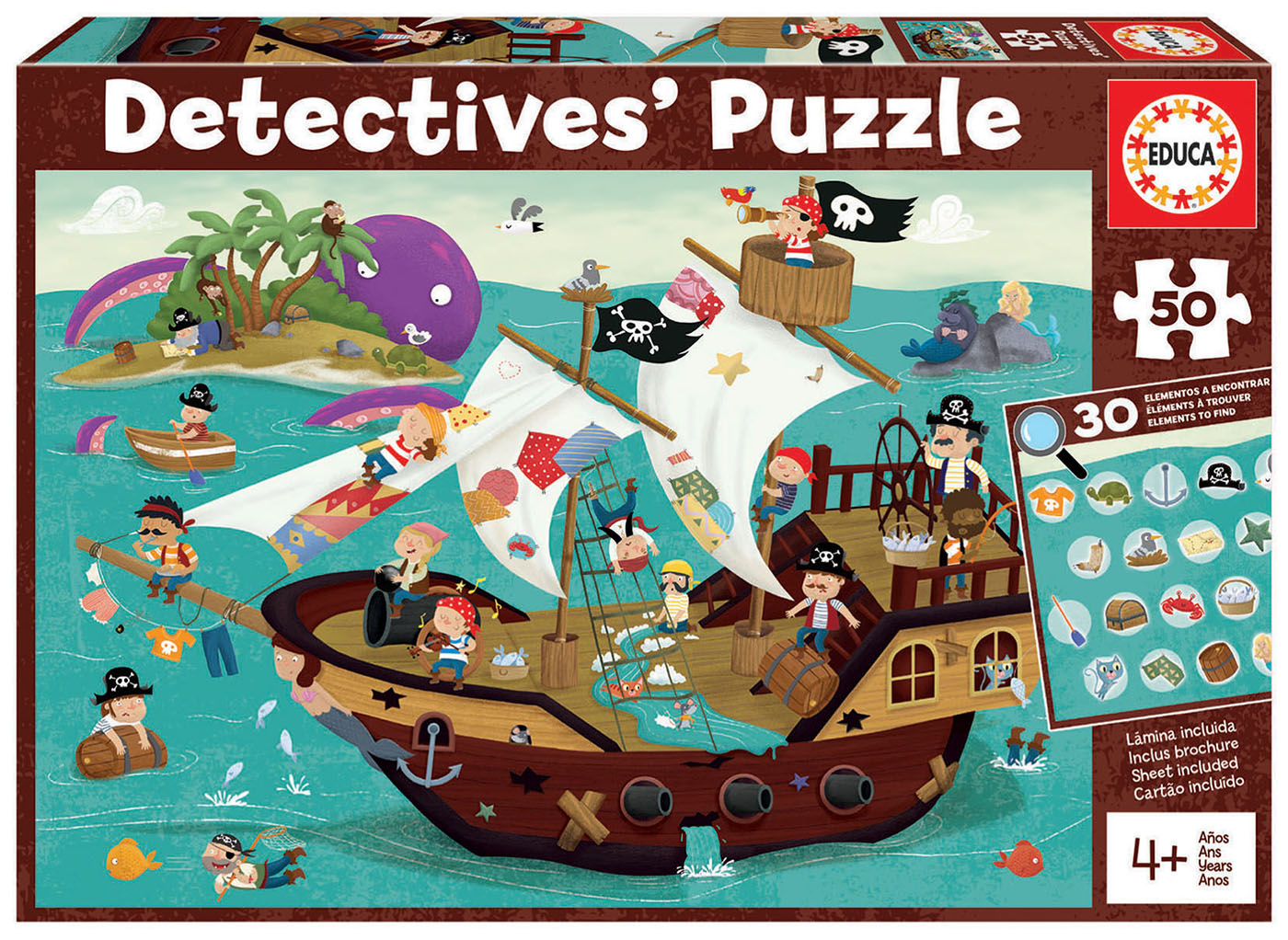 Puzzle EDUCA 20 pièces 2 puzzles-Pirates 57896 