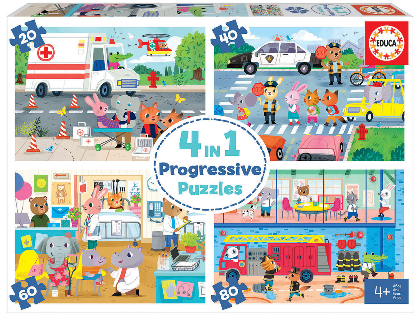 Progressive Puzzles Farm animals 6+9+12+16 - Educa Borras