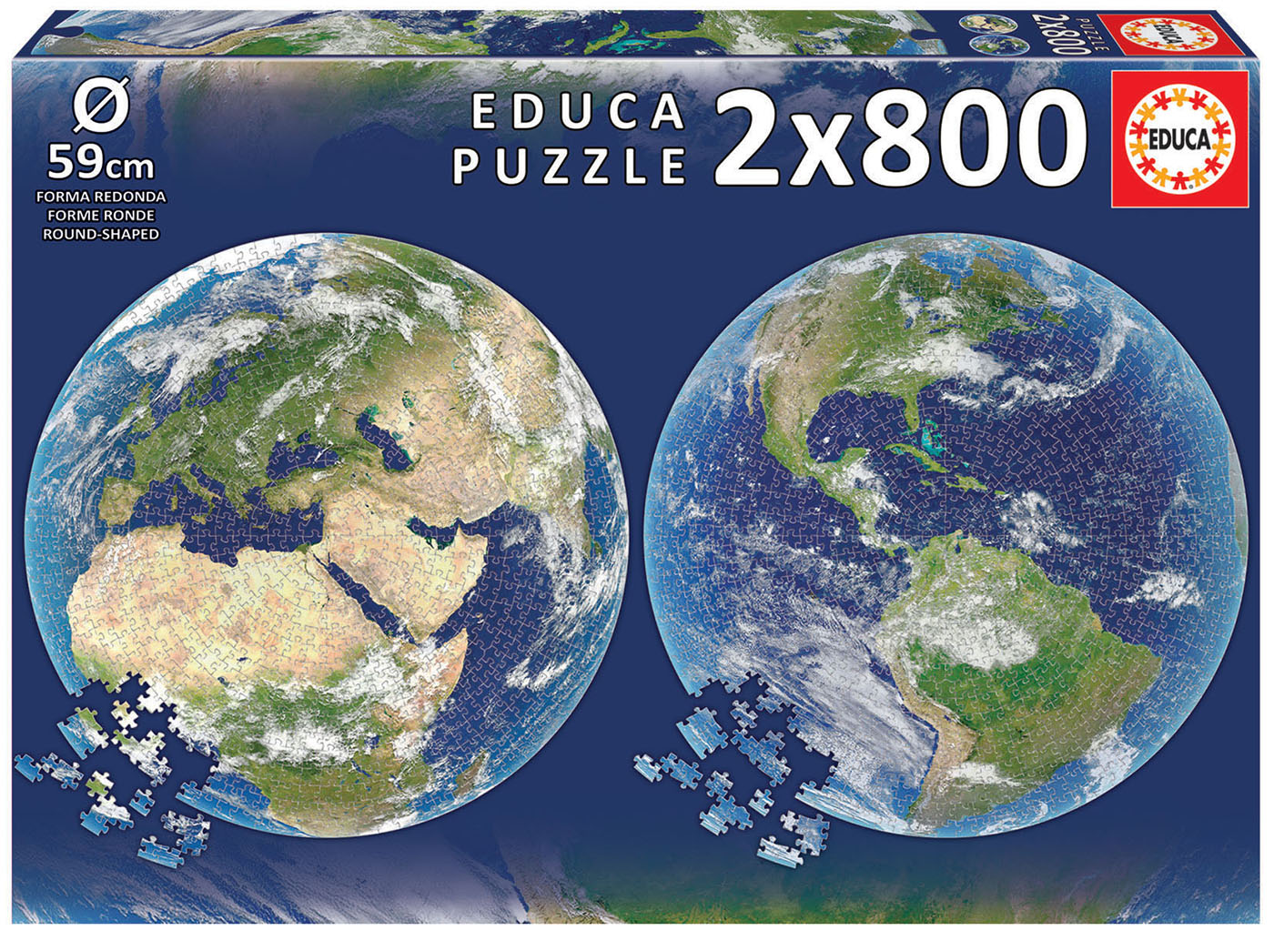 2x800 Planète Terre Round Puzzle