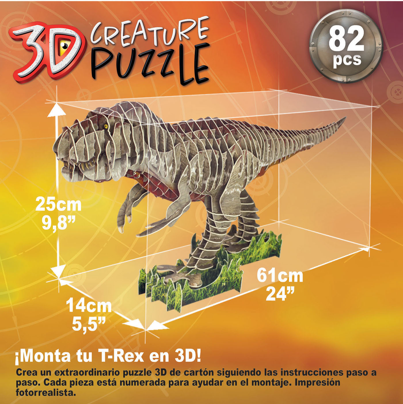 Tiranossauro Rex Gigantesco (110cm ) Quebra Cabeça Dinossauro 3D