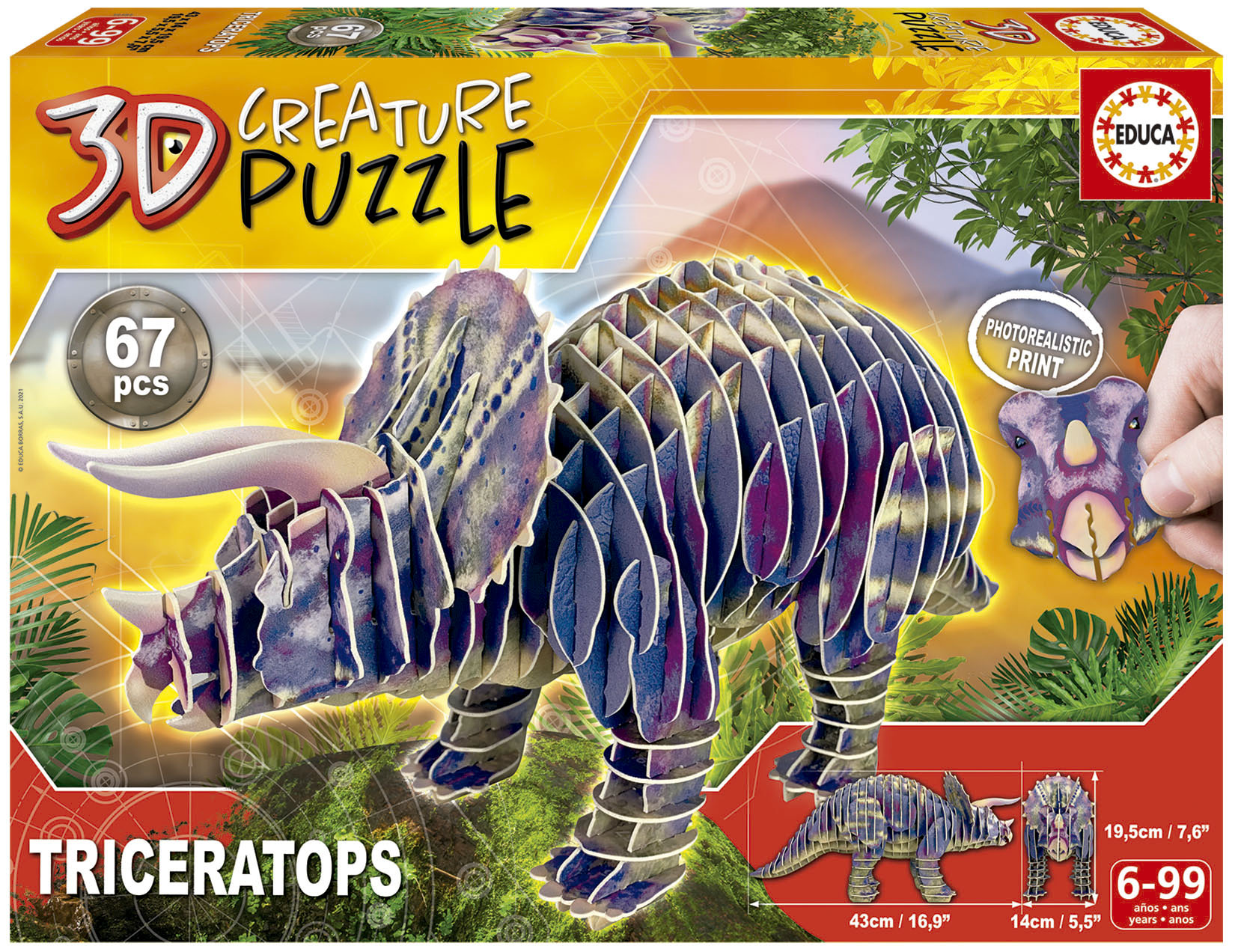 Puzzles de dinosaures pour les enfants de 4 à 8 ans, 8 à 10 ans, 10 ans et  adultes 150 pcs tricératops puzzle de sol en forme d'animal pour les enfants  apprenant