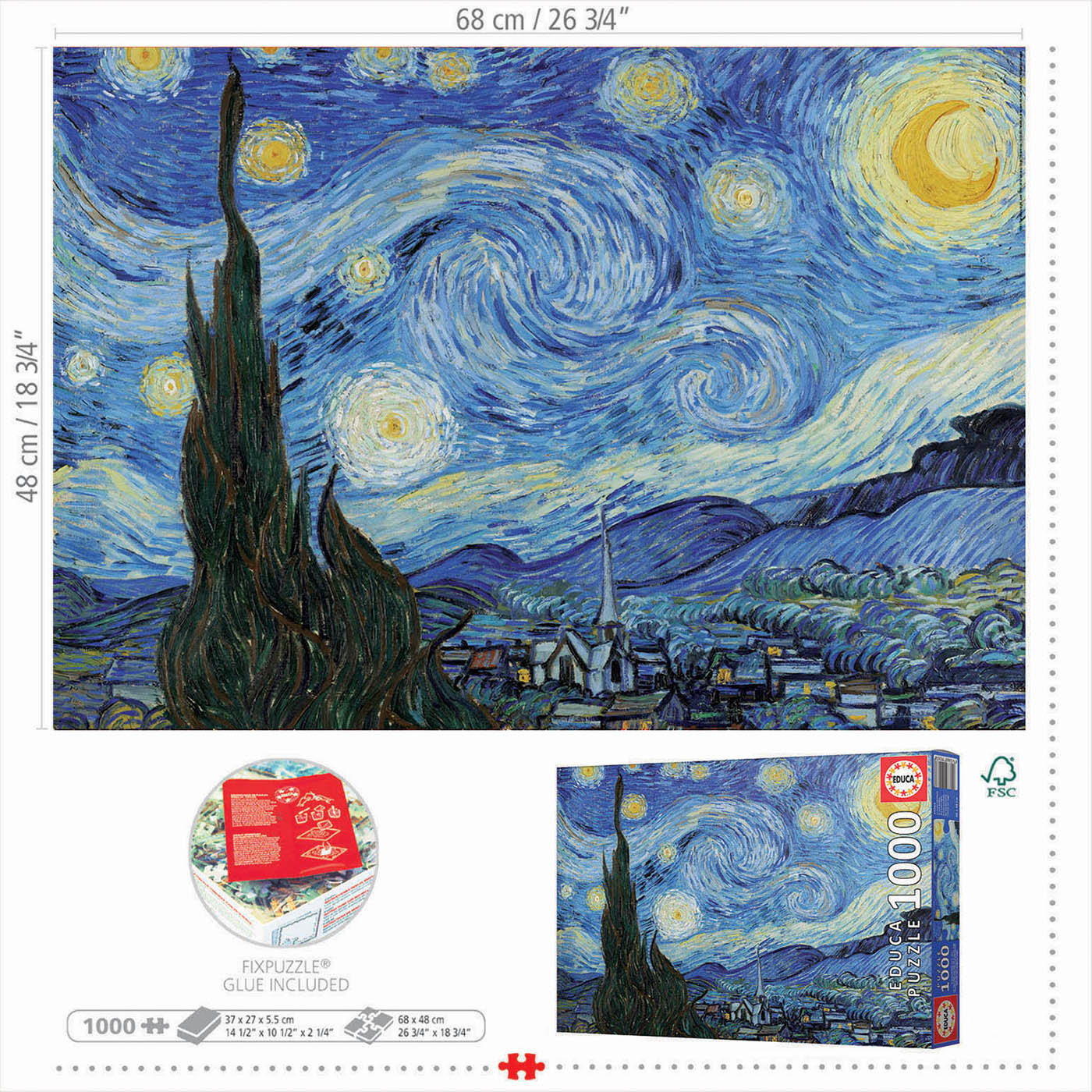 1000 La Noche Estrellada, Van Gogh - Educa
