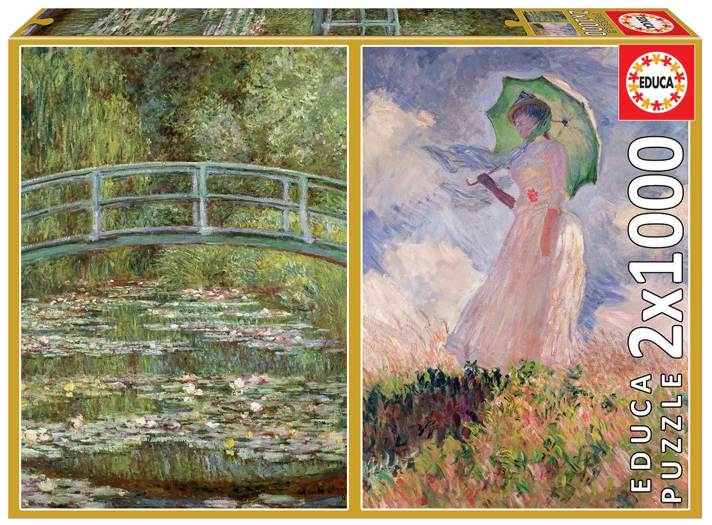 No haga Es decir amplitud 2x1000 Claude Monet - El Estanque de los Nenúfares + Mujer con Sombrilla -  Educa Borras