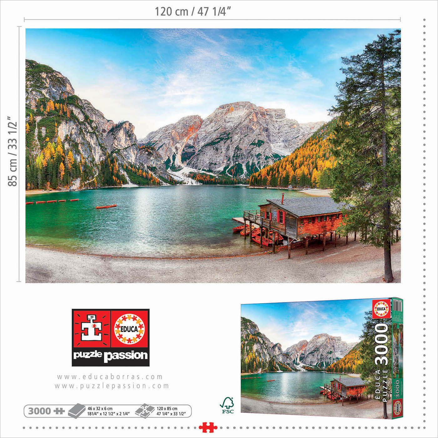 3000 Braies Lake at Autumn - Educa Borras