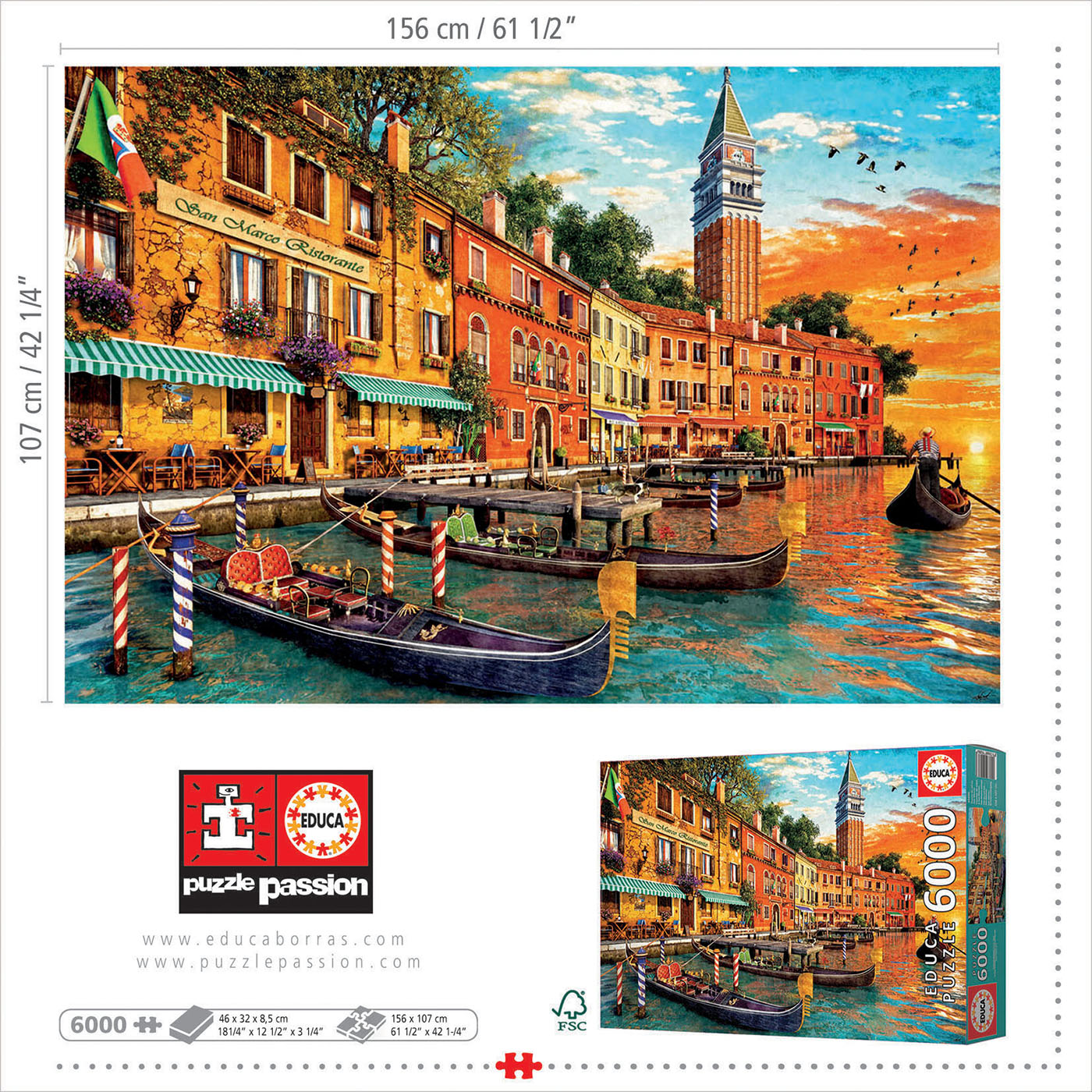 Educa 18015 Puzzles 5,000 Pieces, Sunset at The Port, Assorted