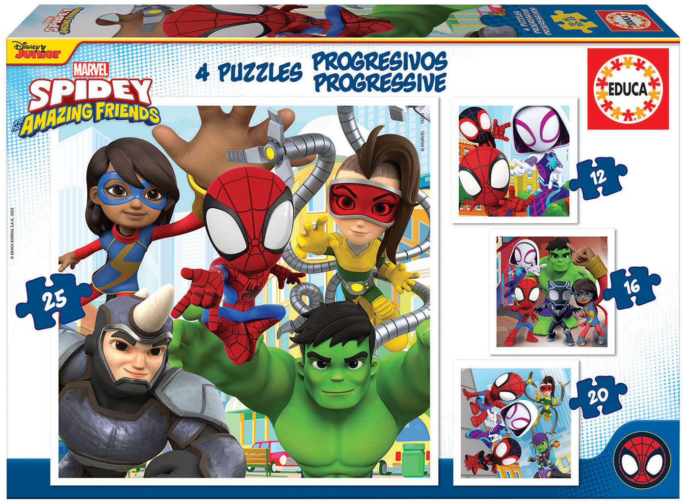 Puzzles Progréssifs Spidey & His Amazing Friends 12-16-20-25