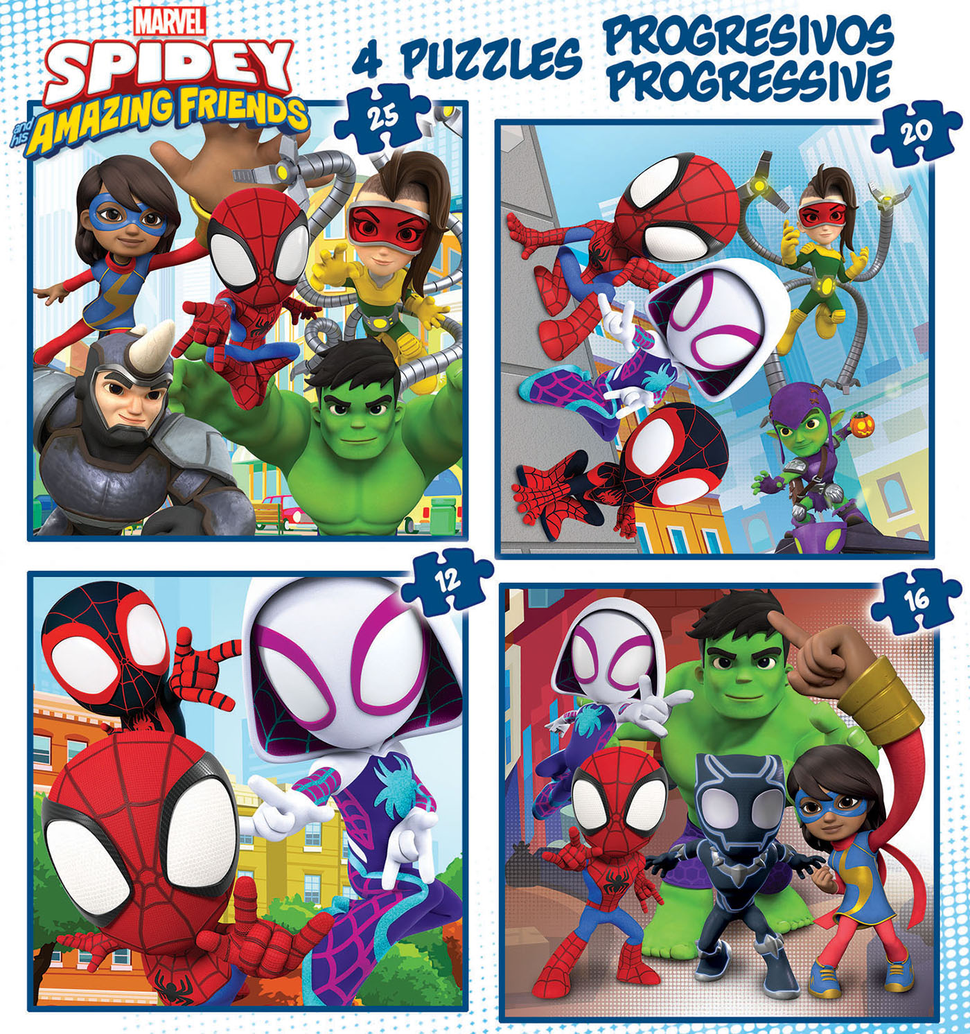 Progressive Puzzles Spidey & His Amazing Friends 12+16+20+25 - Educa Borras