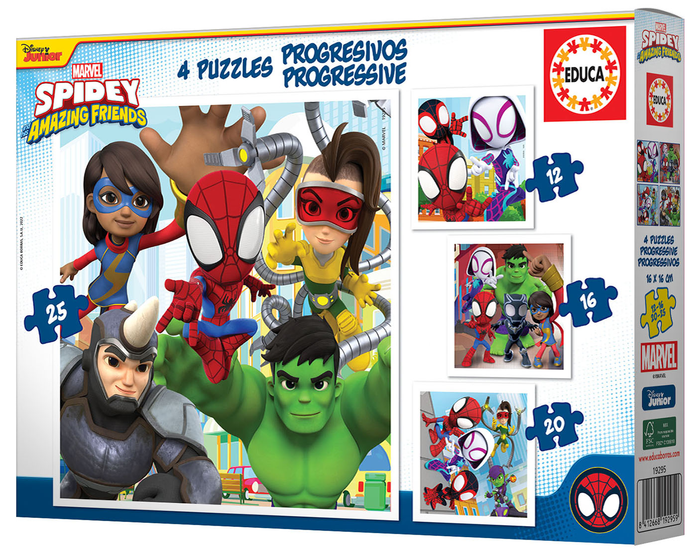 Progressive Puzzles Spidey & His Amazing Friends 12+16+20+25 - Educa Borras