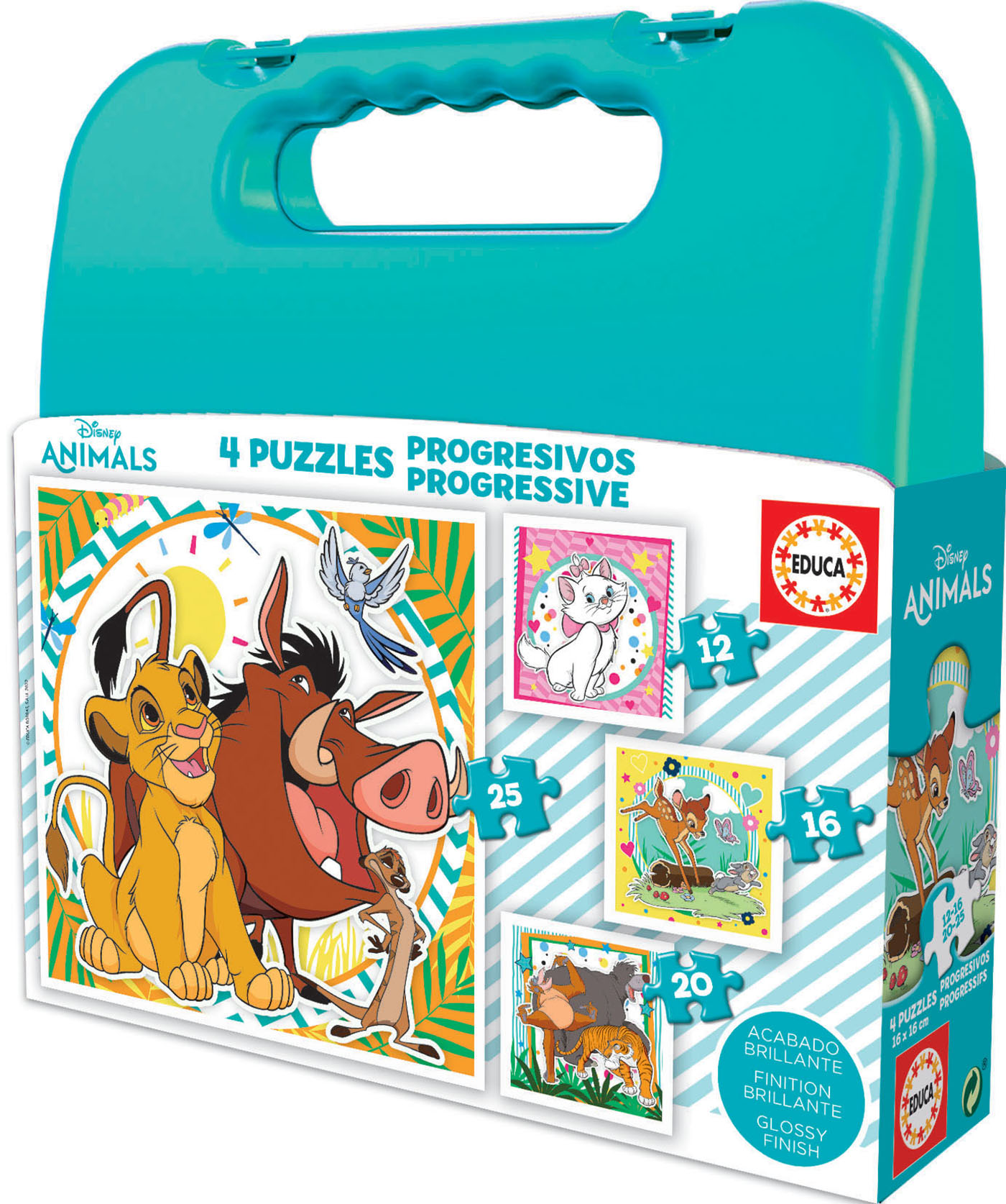 Progressive Puzzles Disney Animals 12-16-20-25 In Plastic Case