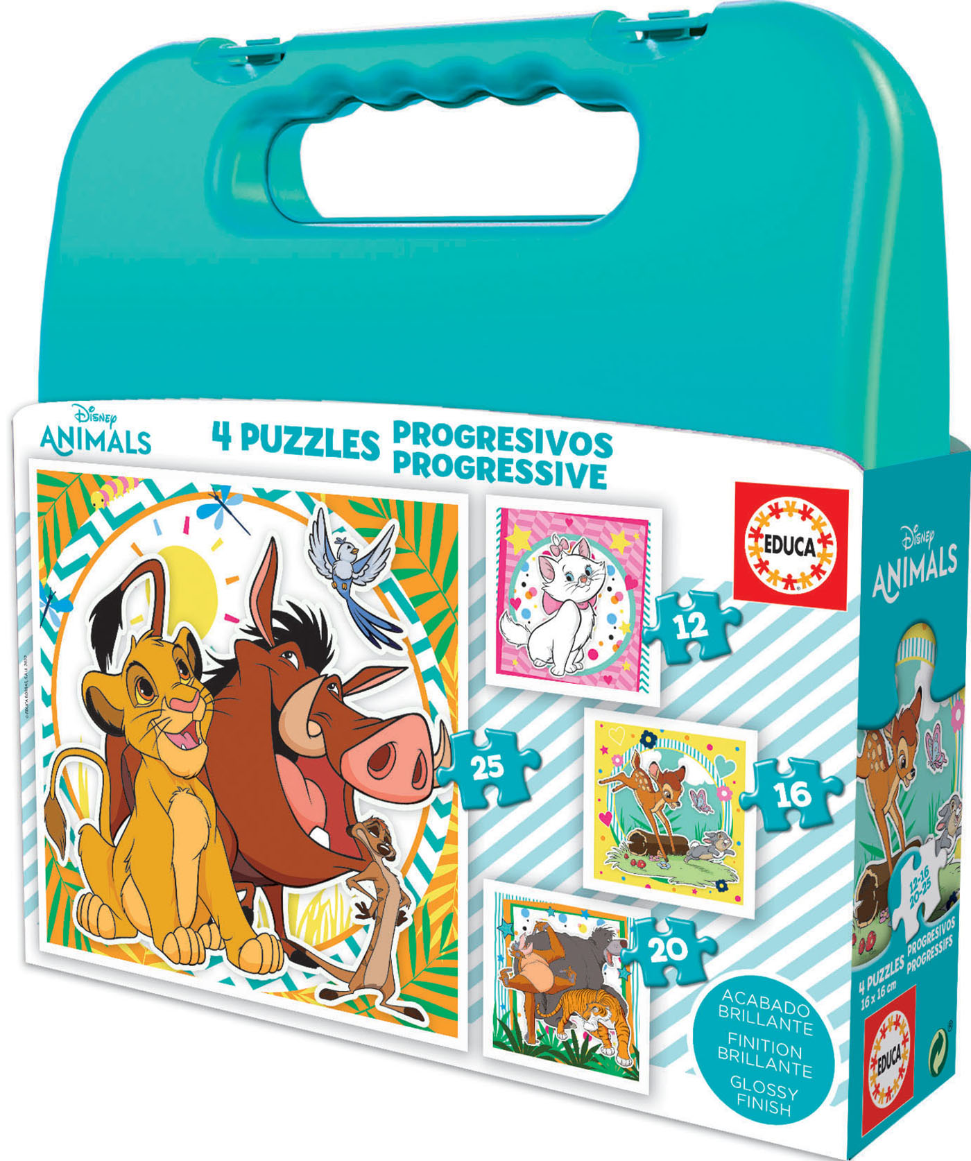 Progressive Puzzles Disney Animals 12+16+20+25 In Plastic Case