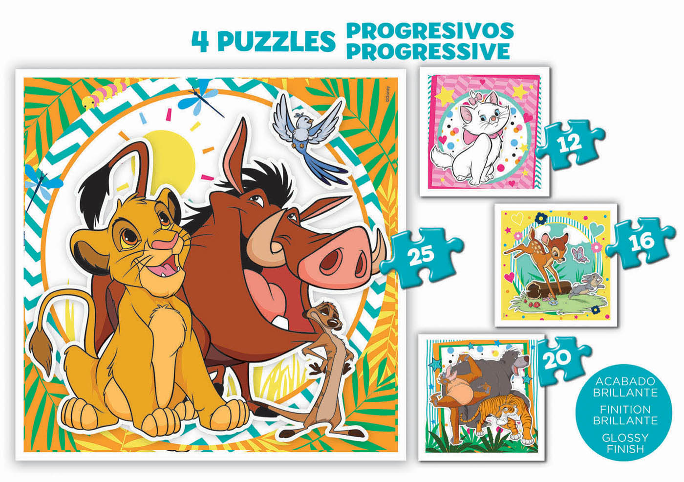 Puzzle Educa Disney Animals Progressive 12+16+20+25 Pzs 