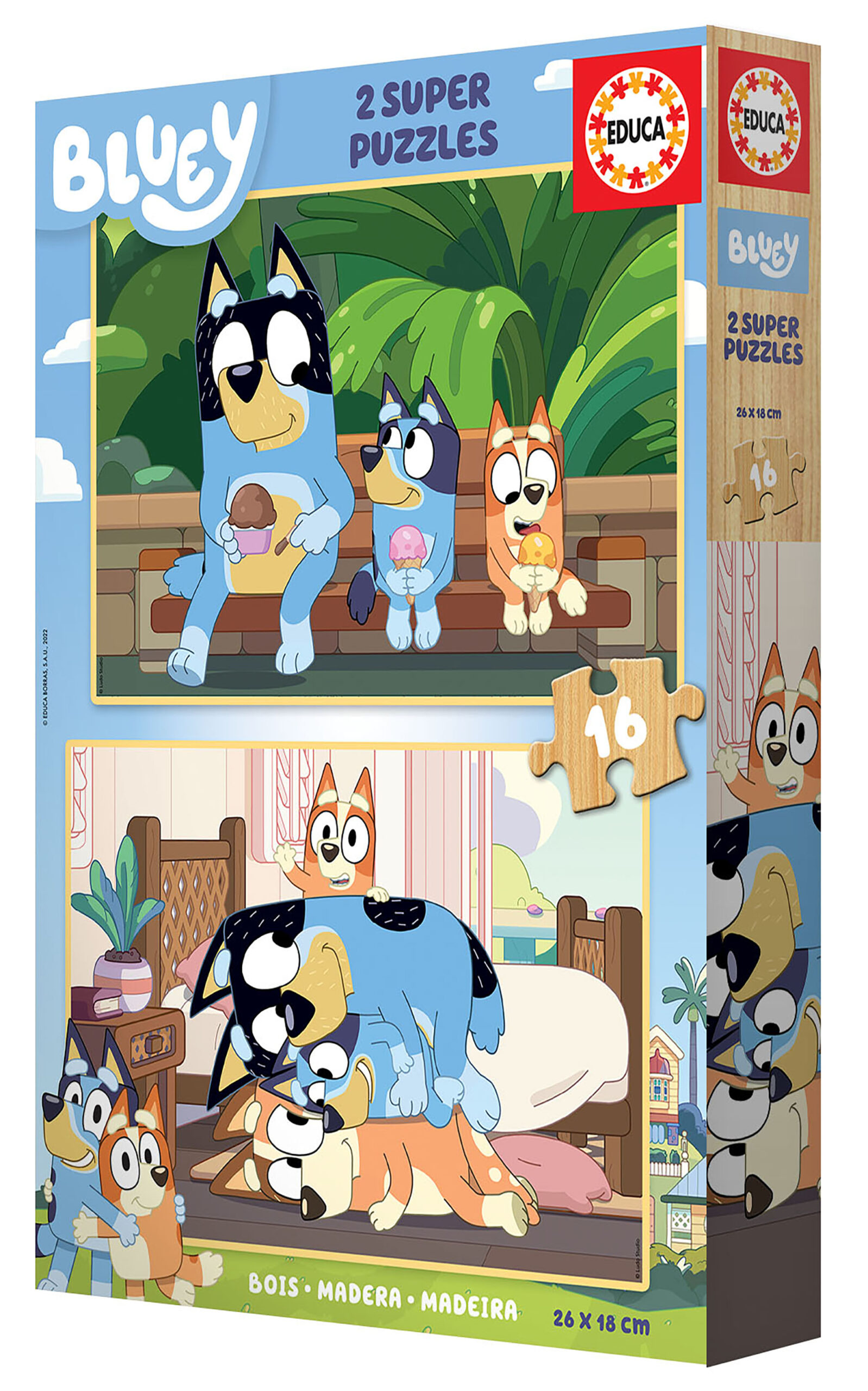 Bluey 4-Pack of Wooden Puzzles and Characters