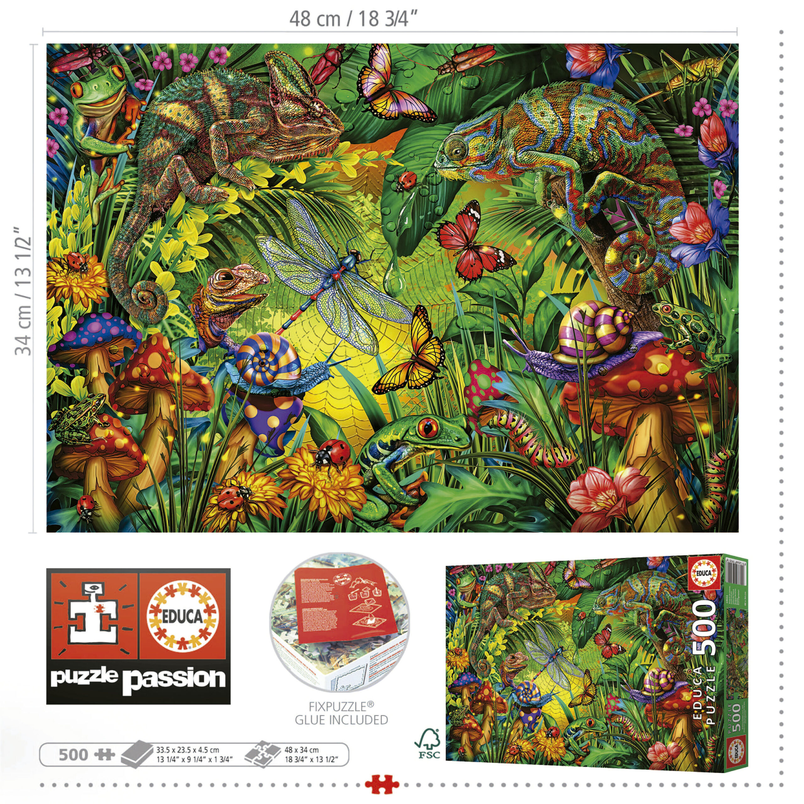 Puzzle 500 pièces : Forêt Colorée - Educa - Rue des Puzzles