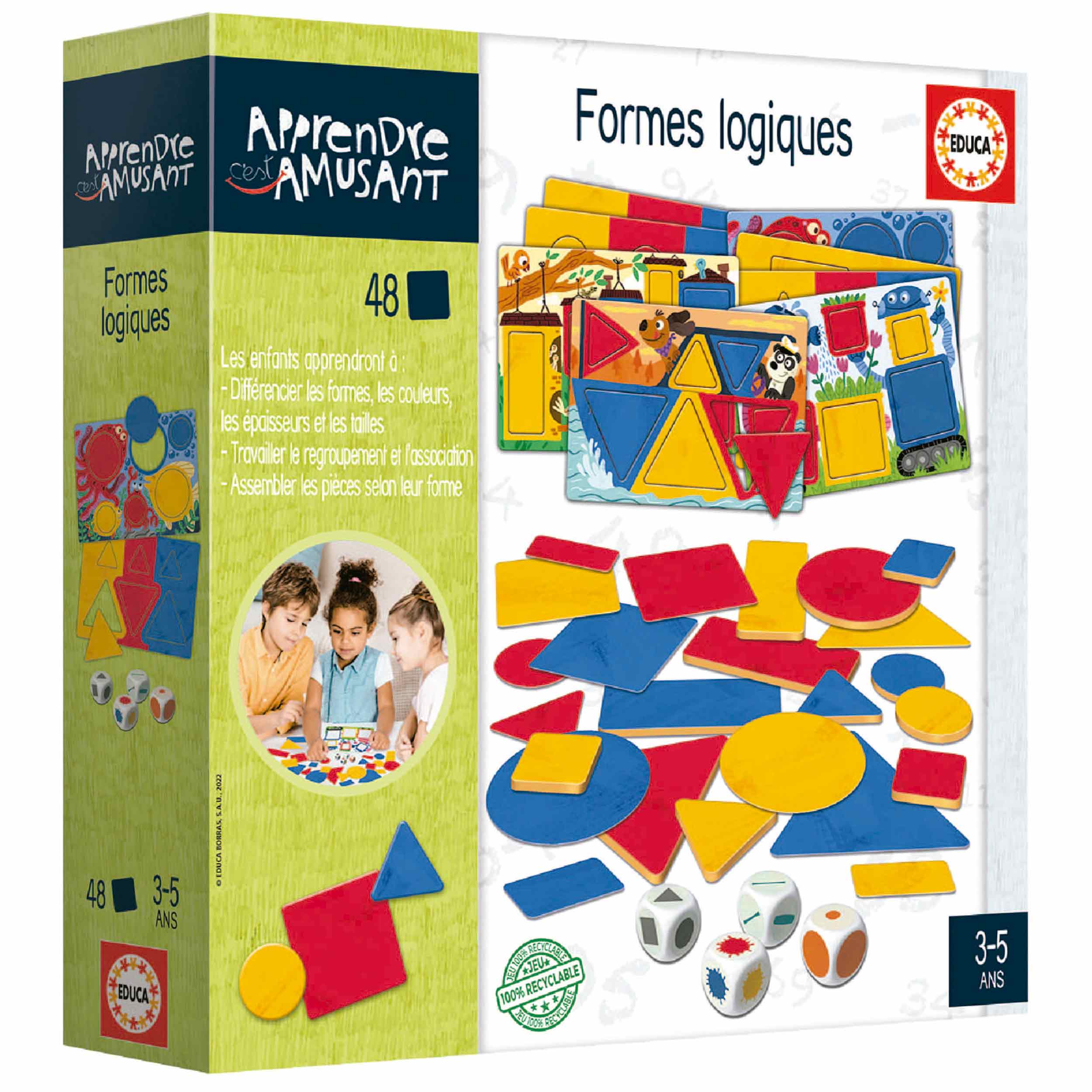 Jouets éducatifs en bois pour enfants Couleur et forme Jeu d'appariement  pour apprendre la pensée logique-(cercle)