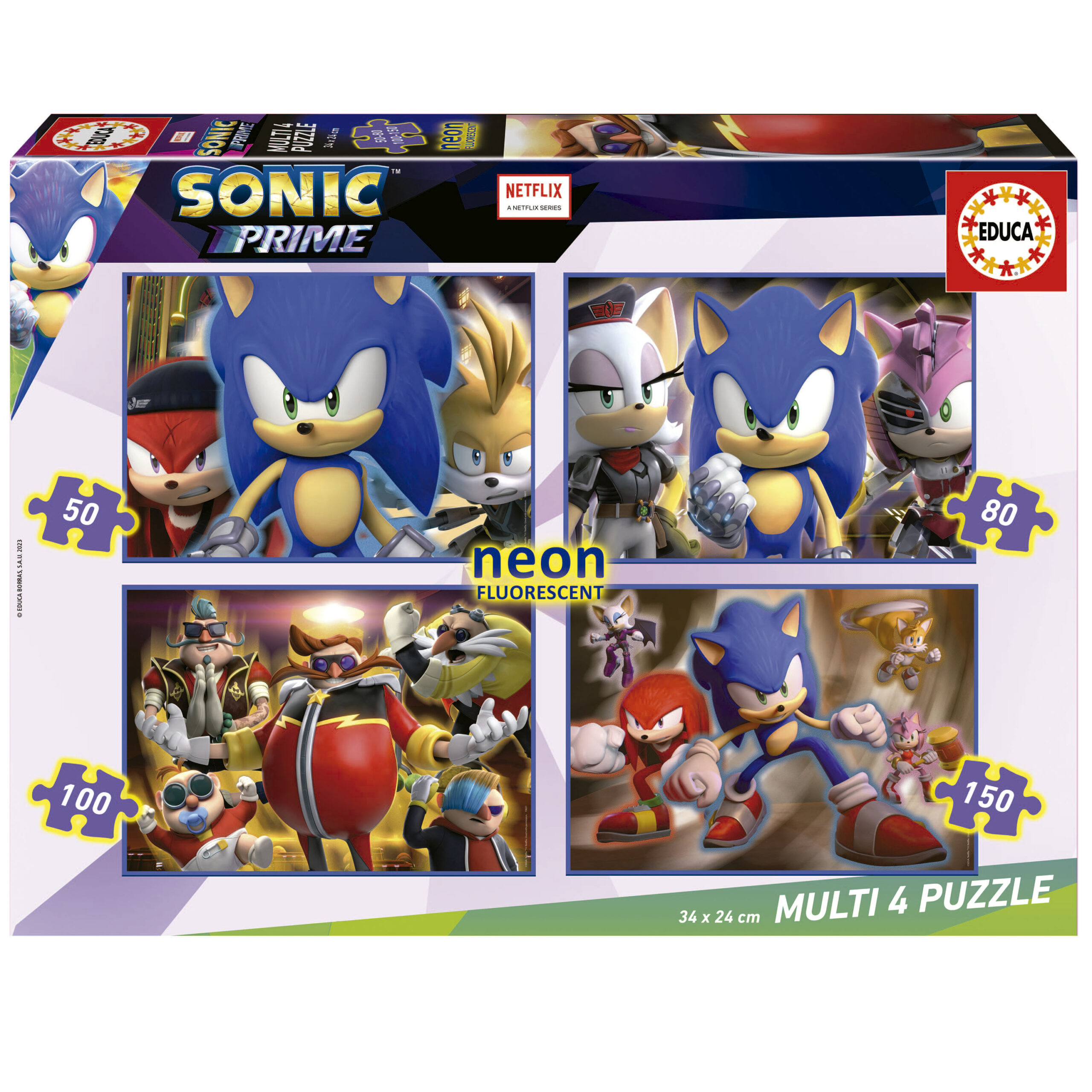 Multi 4 Puzzles Sonic Prime 50+80+100+150 Neon