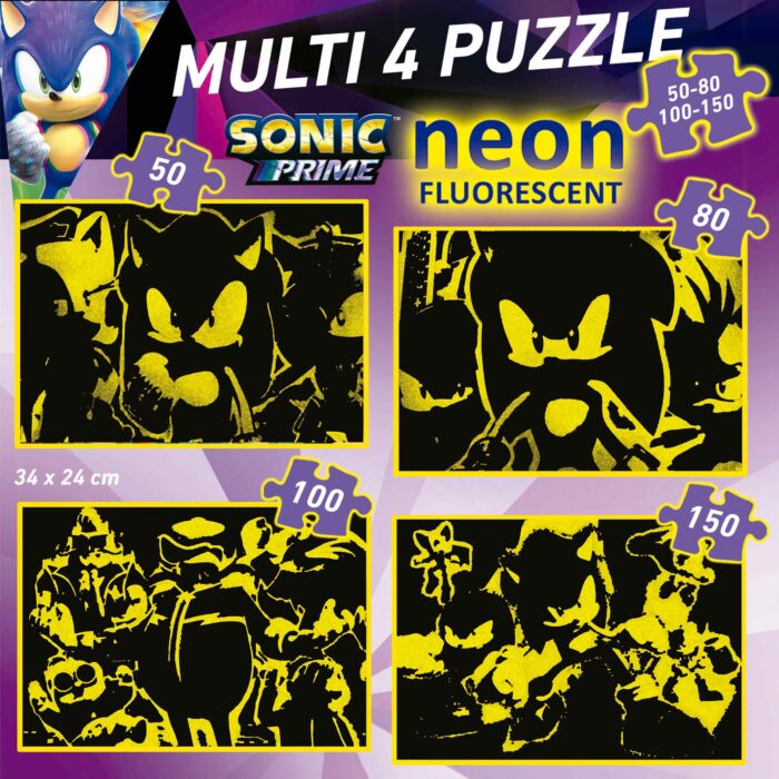 Multi 4 Puzzles Sonic Prime 50+80+100+150 "Neon"