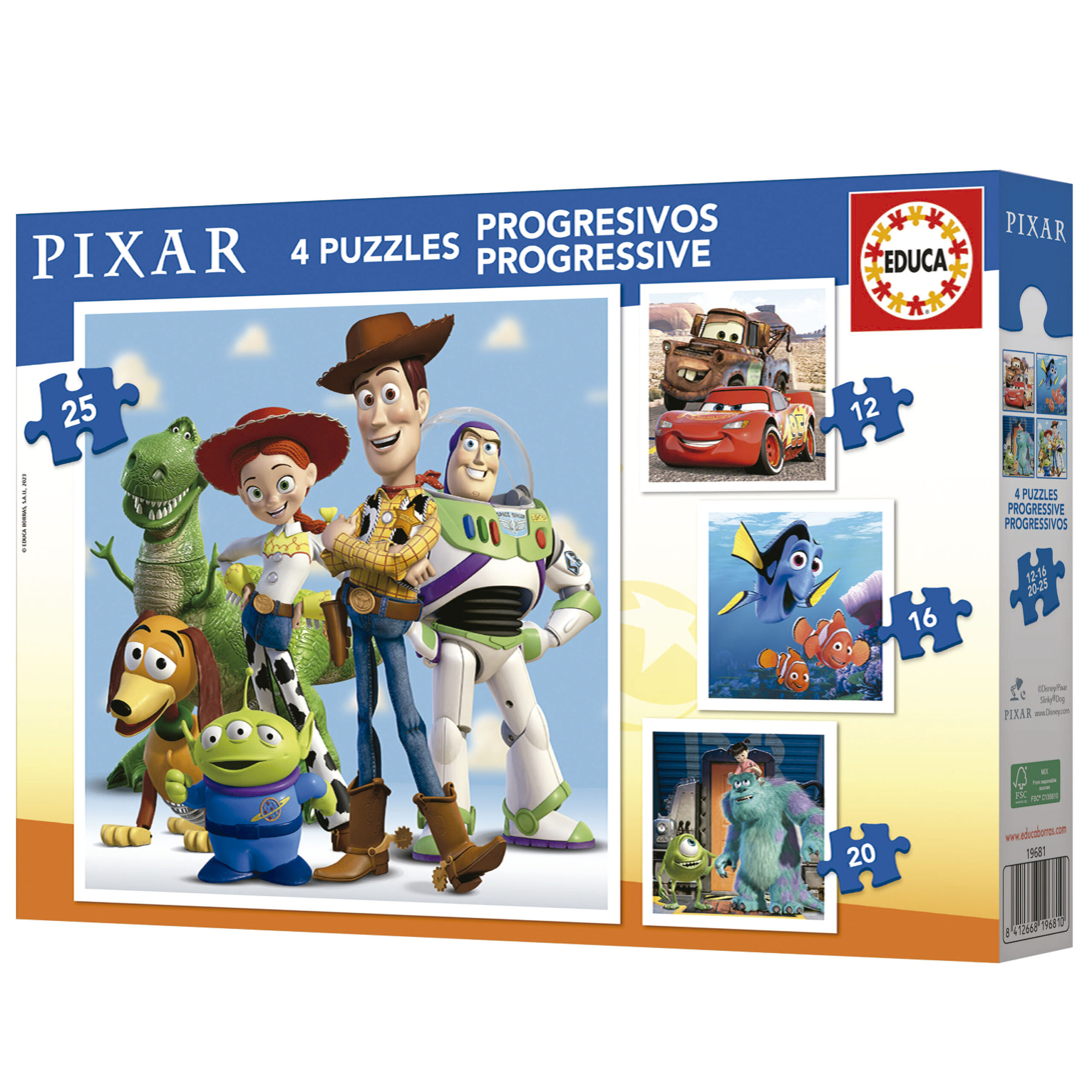 Educa borras Progressive Puzzles Mickey & Friends 12-16-20-25 Multicolor