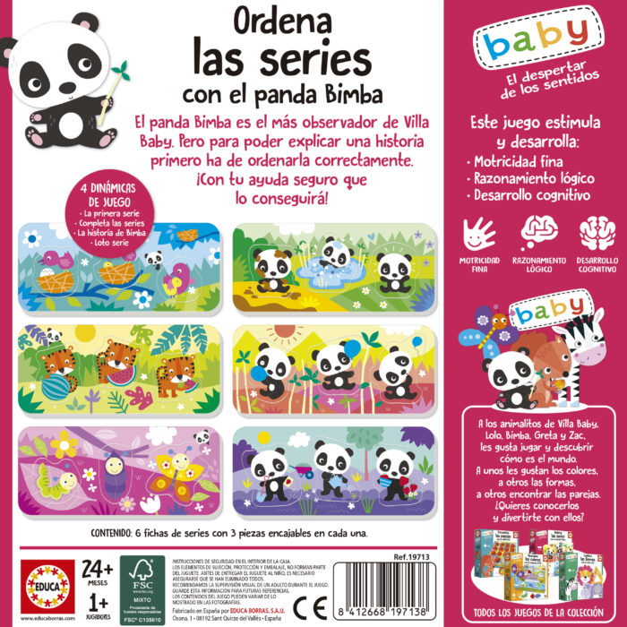 Ordena las series con el oso panda Bimba