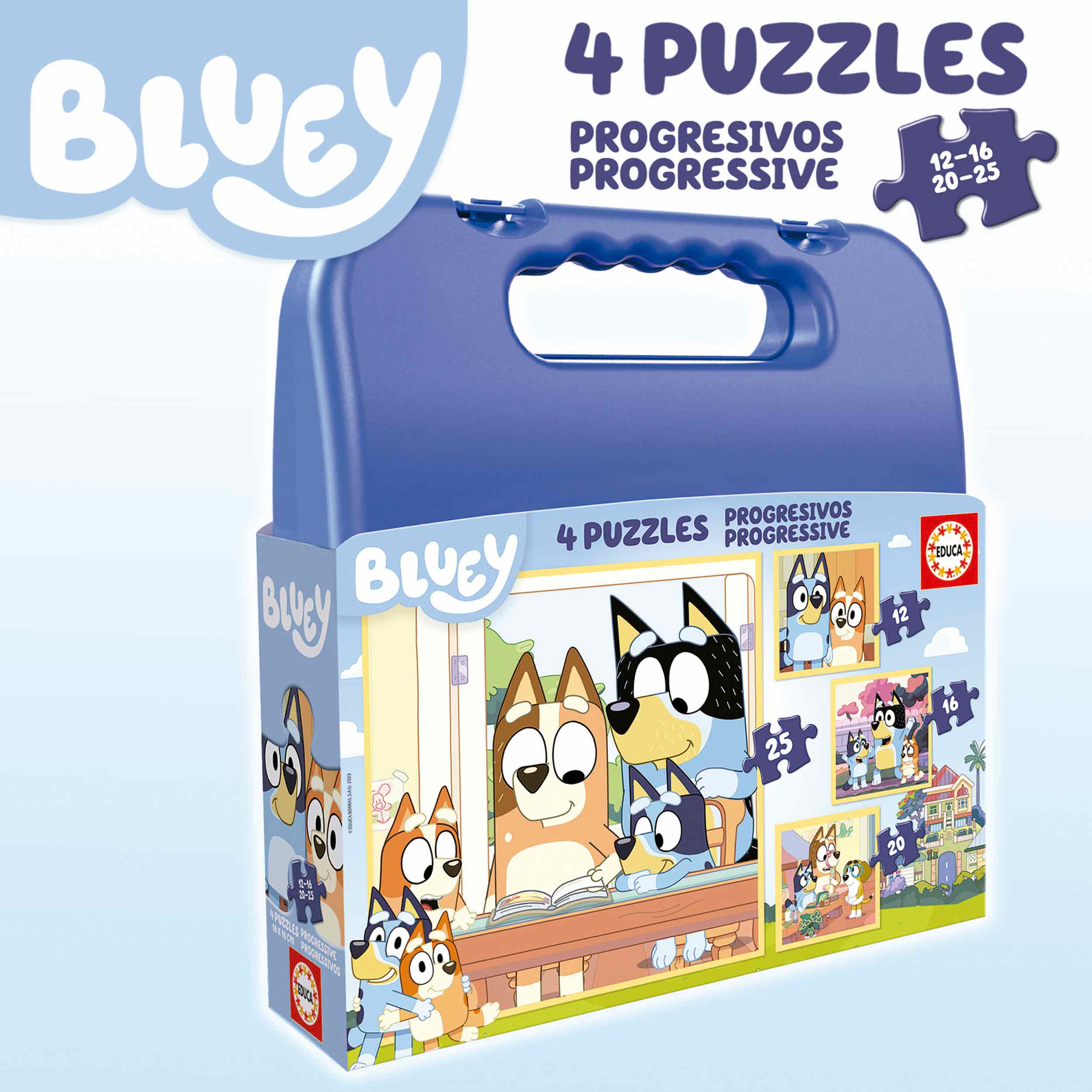 Progressive Puzzles Bluey 12+16+20+25 Case - Educa Borras