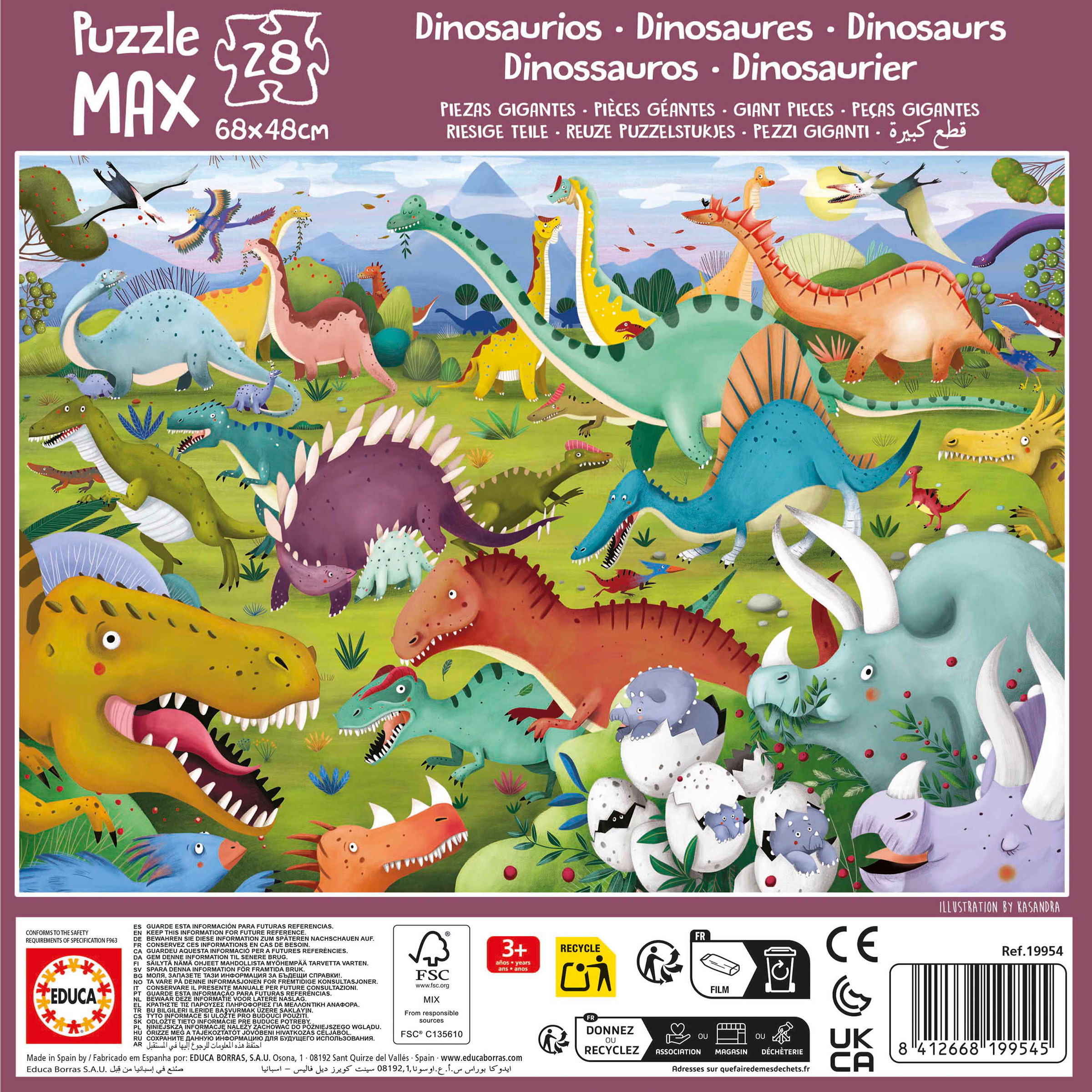 28 Dinosaurs Puzzle Max Educa Borras