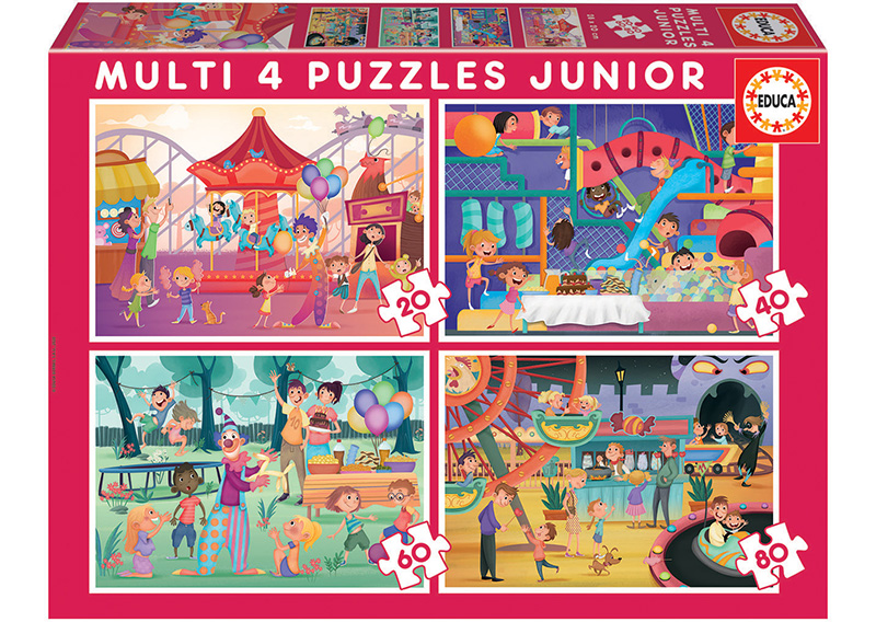 Multi 4 Junior Puzzles Parc D´attraction et fête d´enfants 20+40+60+80