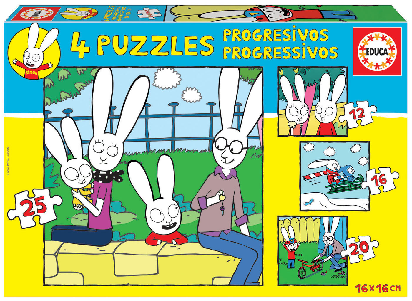 Puzzles progresivos Simon el Conejo 12+16+20+25