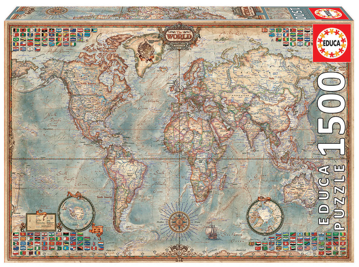 1500 Political map of the world Educa Borras