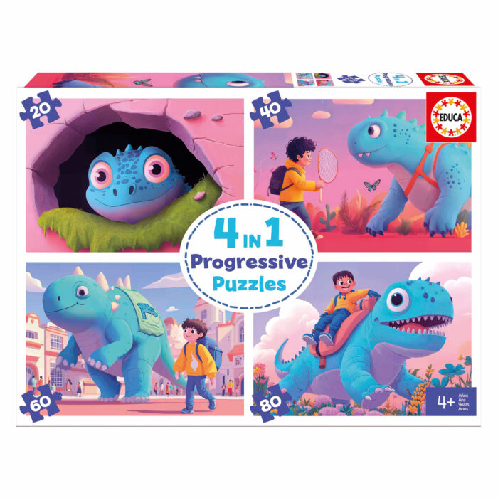 4 In a Box Puzzles. Dinossauros Simpáticos 20+40+60+80