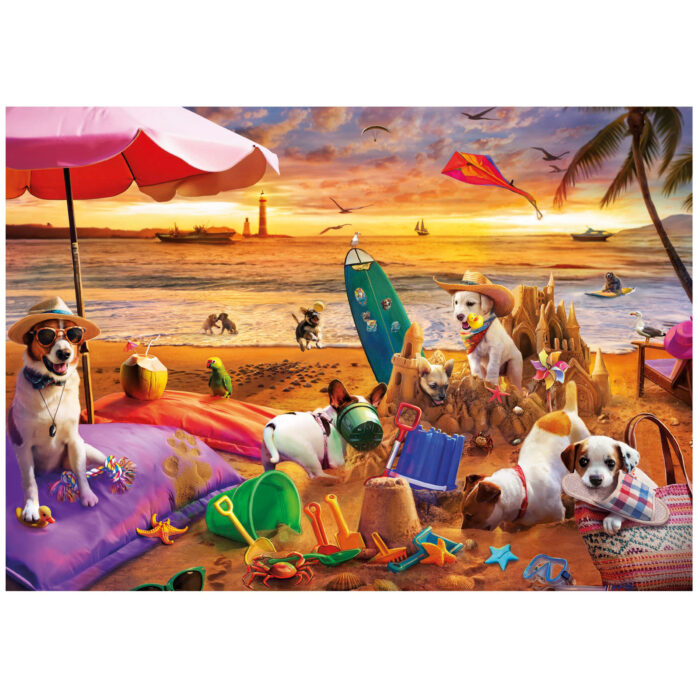 1000 Perros jugando en la playa